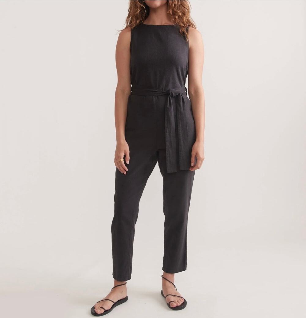 Marine Layer Jumpsuit Women Size M Black Tencel Lyocell Casual Minimalist Chic